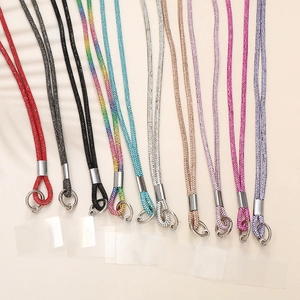 Luxurious rhinestone crossbody phone lanyard strap with metal rings in various colors