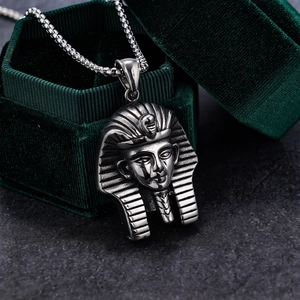 Ancient Egyptian Pharaoh Tutankhamun pendant necklace in silver stainless steel finish