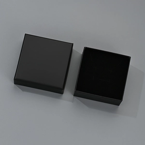 Elegant black square jewelry gift box with velvet insert for necklaces and earrings