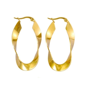 Vintage Stainless Steel Twisted U-shaped Hoop Earrings Gold Plated Glossy Minimalist Geometric Earrings For Women Jewelry