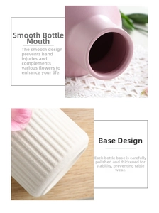Detail of round matte pink and white ceramic vases with non-slip thickened bottom