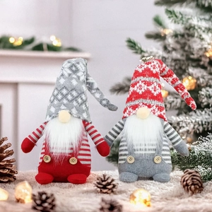 Gnome De Noël En Peluche Décoration Bonnet Tricoté Flocon De Neige Longue Barbe Elfe Tomte Suédois Table
