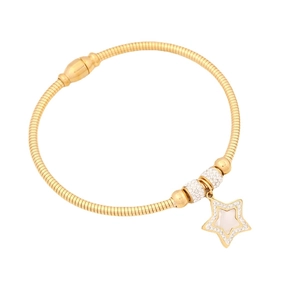 Golden stainless steel bangle with a sparkling star charm and rhinestone inlay details