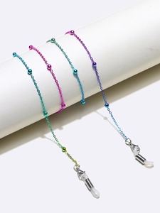 Detail of colorful eyewear chains with anti-slip silicone loops and metal lobster clasps