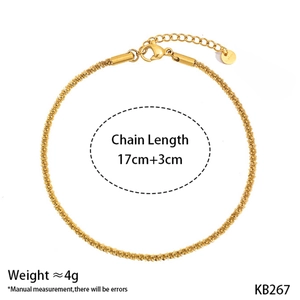 Detail of 17cm+3cm adjustable gold plated stainless steel chain with lobster clasp and tag