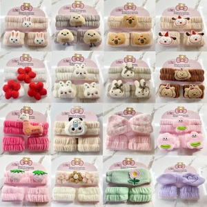 Ensembles bandeau et poignets en peluche pour le lavage du visage en plusieurs styles