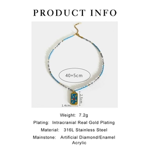 Diagramme technique montrant la longueur de 40+5cm et les dimensions du pendentif perlé