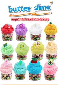 Detailed 3x4 grid view of 12 colorful butter slime jars with cute cartoon charms