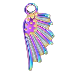 Pendentif ailes en acier inoxydable avec finition arc-en-ciel pour collier DIY
