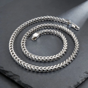 Men Stainless Steel Franco Chain Necklace And Bracelet Simple Polished Keel Link Versatile Hip Hop Jewelry Accessory