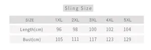 Size chart for women's cherry print silk nightgown ranging from size 1XL to 5XL