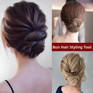 Détail d'épingles à cheveux en U pour chignons sur cheveux bruns et châtains dorés