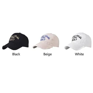 Distressed vintage baseball caps set featuring embroidery and frayed edge detailing