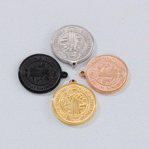 Saint Benedict Medal Pendant Stainless Steel Religious Catholic Exorcism Coin Charm Vintage Hip Hop Jewelry Finding