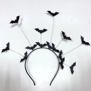 Serre-Tête Halloween Chauve-Souris Paillettes Cornes Diable Similicuir Rose Araignée Voile Mesh Cosplay Accessoires Cheveux