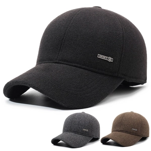Men Winter Warm Baseball Cap With Earmuffs Thickened Wool Blend Hat For Cold Weather Windproof Outdoor Leisure Sport Headwear