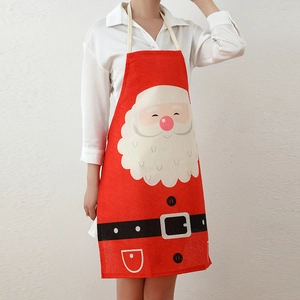 Christmas Santa Claus fabric apron with red festive print for home kitchen and party