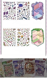 Detailed view of 2.5D fairy tale scene stickers with PET material and scene cards