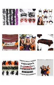 Detailed collection of Halloween party decor like bat headbands and boo ghost banners
