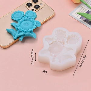 Sunflower silicone resin mold set for DIY floral crafting with 3.54in size reference