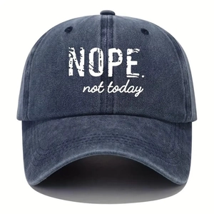 Navy blue washed cotton baseball cap with NOPE. not today vintage print for men and women