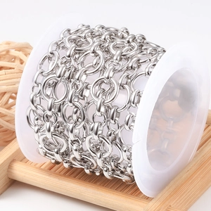 Polished silver stainless steel link chain on a reel for DIY punk jewelry making