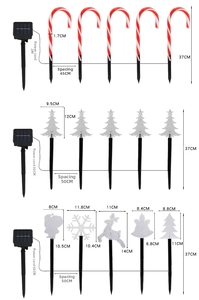 Technical diagram showing 2m power cable and 50cm spacing for solar Christmas garden lights