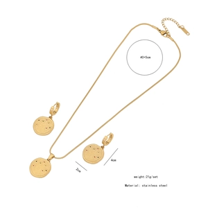 Detail view of gold stainless steel snake pendant set with dimensions and weight info