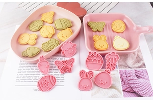 Rosa 3D Oster-Ausstechformen Set mit Hasen, Küken und Eiern zum Backen von Keksen