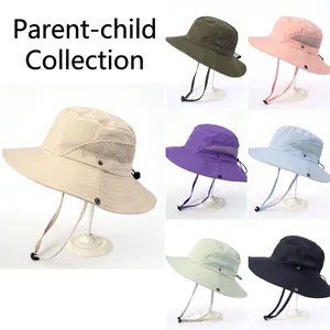 Outdoor Bucket Hat Wide Brim Quick Dry Waterproof Sun Protection Breathable Mesh Windproof Rope Tencel For Kids And Adults