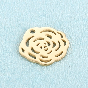 Élégant pendentif rose ajouré doré en acier inoxydable pour création de bijoux DIY chic