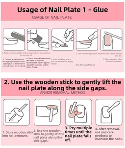 Guide for applying and removing press-on nails with leopard print and glue tools