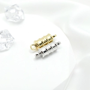 Bamboo Style Cylindrical Magnetic Clasp Copper Electroplated 18K Gold Silver Connection Clasp For DIY Jewelry Making