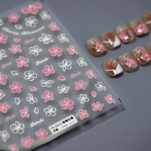 Adesivi Per Nail Art Sakura Fiori Di Ciliegio In Rilievo 3D Autoadesivi Rosa Bianco Petali Decalcomanie Per Manicure DIY
