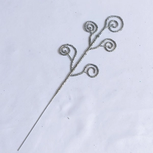 Silver glitter spiral stem for Christmas decor and festive party scene arrangement