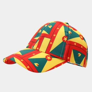 Detail view of Grenada flag kids baseball cap with premium texture and metal eyelets