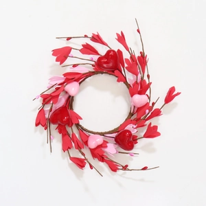 Couronne De Coeur Saint Valentin Mousse PE Pétale Baie Ornement Suspendu Décoration Murale Mariage Romantique