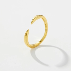 Minimalist S925 sterling silver open ring with irregular texture and gold finish