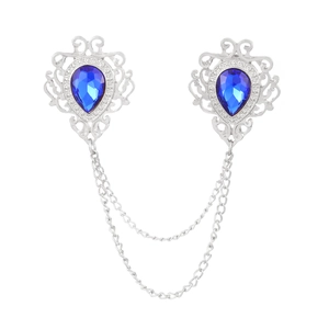Vintage silver collar chain with blue waterdrop gemstones and double hanging chains