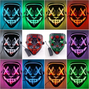 LED Glowing Halloween Mask EL Wire Scary Neon Light Up Mask For Rave Party Carnival Cosplay Costume Accessory