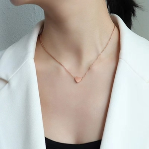Collier Pendentif Cœur en Acier Inoxydable pour Femme Surface Miroir Or Argent Or Rose Bijoux de Mode Minimaliste