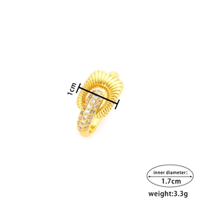 Fashionable gold-plated stainless steel wrap ring with sparkling pavé cubic zirconia