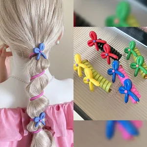 Élastiques à cheveux fleurs style cordon de téléphone pour queue de cheval haute d'été