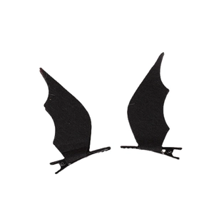 Pair of black bat wing hair clips for Halloween costumes and cute cosplay hair accessories
