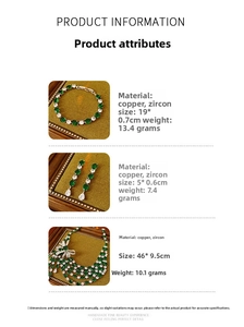 Détail de la parure nœud en zircon avec collier et boucles sur velours vert