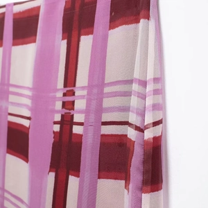 Pink and red plaid patterns on a sweet style long bodycon skirt made of chiffon fabric