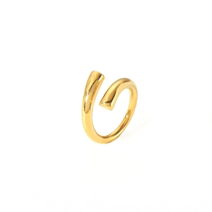 Detailansicht eines 18K vergoldeten Edelstahl-Spiralrings mit polierter Oberfläche