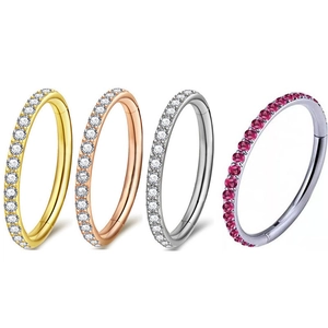 G23 titanium nose rings and earrings with inlaid diamonds in four color variations