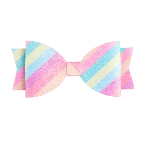 Nœud papillon scintillant arc-en-ciel avec rayures colorées pour cheveux