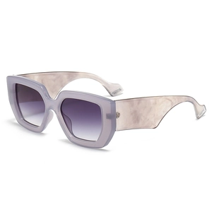 Fashionable oversized square sunglasses with lavender frames and gradient purple lenses